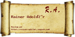 Rainer Adolár névjegykártya